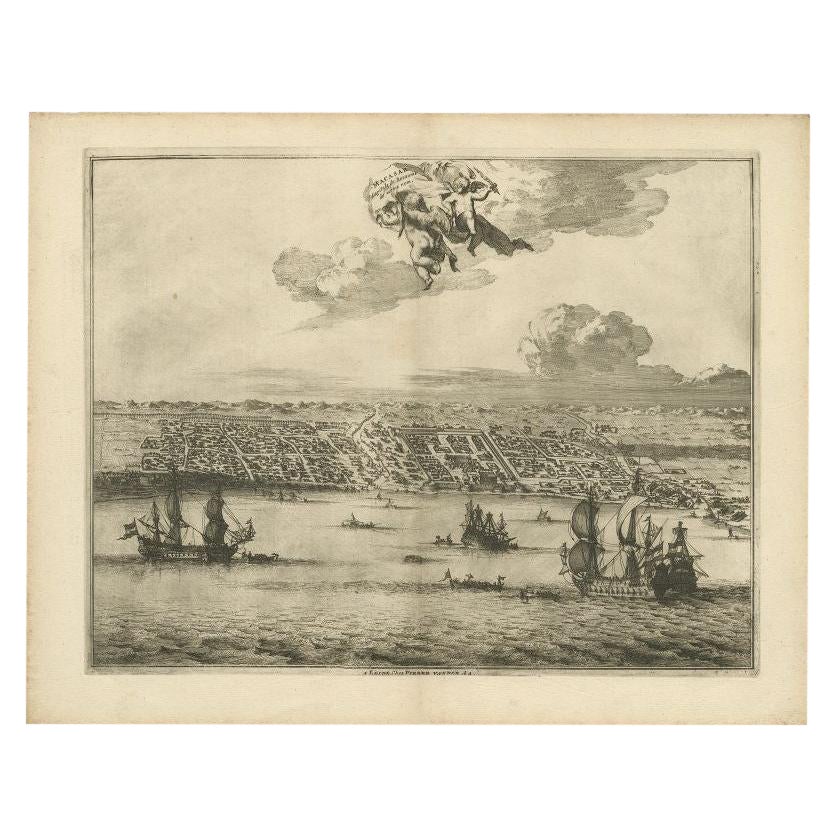 Impression de Makassar (Ujung Pandang) dans les Indes orientales néerlandaises (Indonesia), vers 1725 en vente