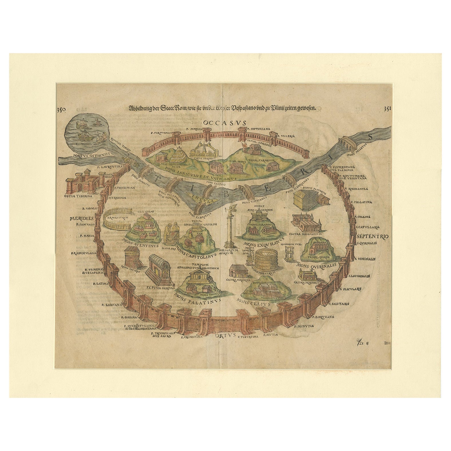 Antique Print of the City of Rome, Italy by Münster, C.1580 For Sale
