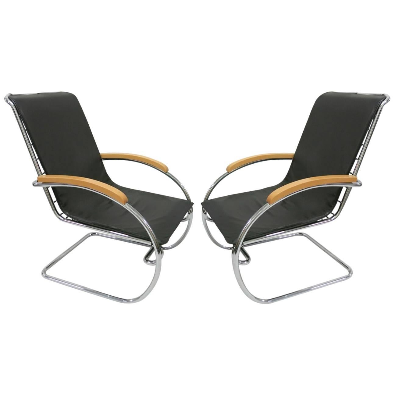 Pair of Lounge Chairs Designed by Anton Lorenz for Thonet