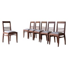 Rare Set of 6 Michel Dufet 'Duffet' Dining Chairs, 1950s, France