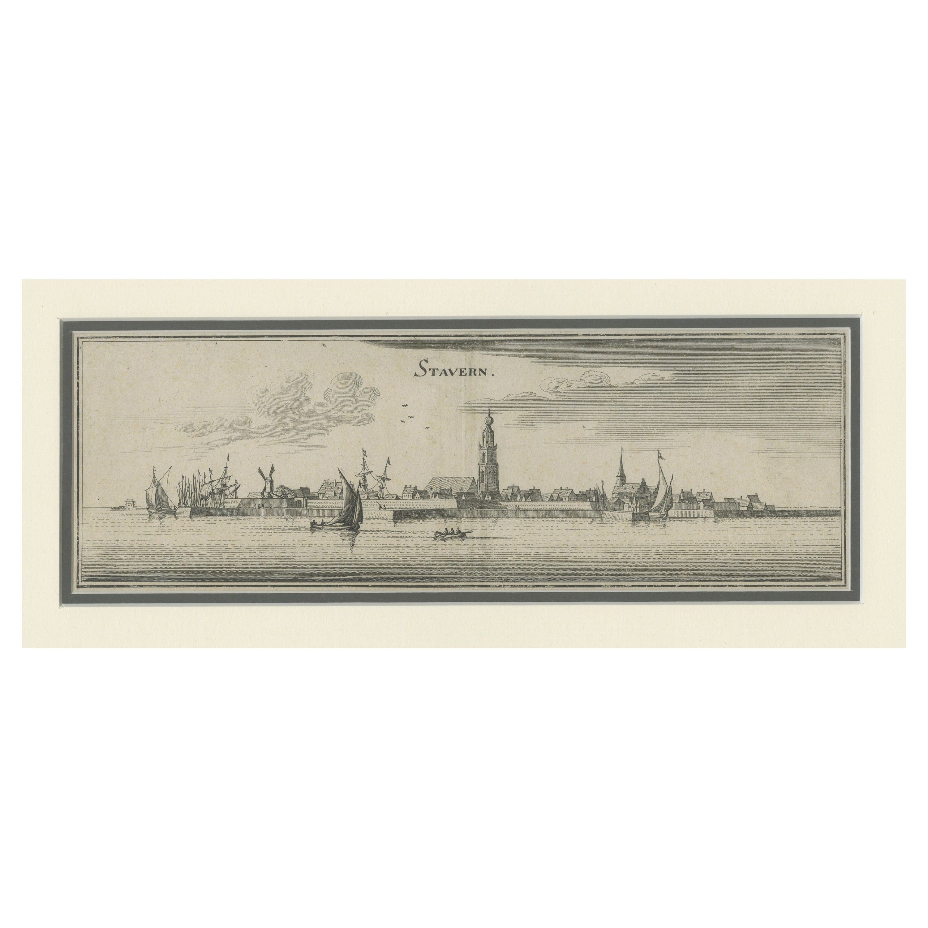 Antique Print of the Frisian Harbour City of Stavoren in the Netherlands, 1659