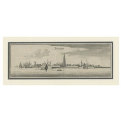 Antique Print of the Frisian Harbour City of Stavoren in the Netherlands, 1659