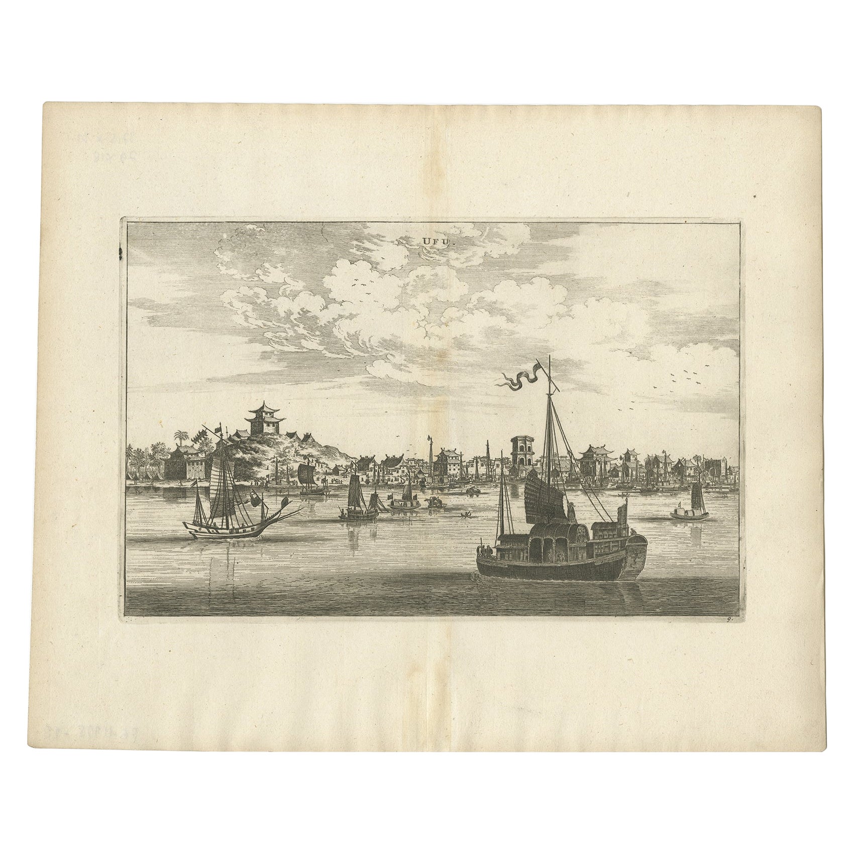 Antique Print of the City of Ufu in China, 1668 For Sale