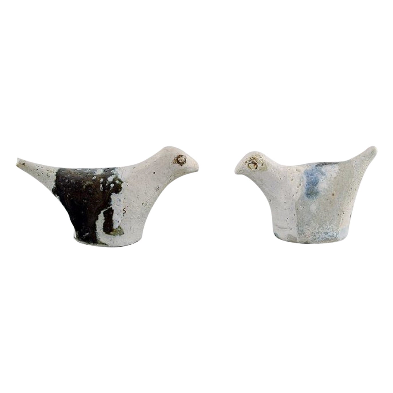 Salem, European Studio Ceramics, Two Unique Birds in Glazed Stoneware, 1980s For Sale