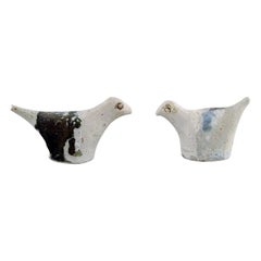 Salem, European Studio Ceramics, Two Unique Birds in Glazed Stoneware, 1980s