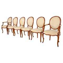 Baker Furniture French Provincial Louis XV Carved Walnut Dining Chairs, Set of 6