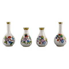 Four Herend Porcelain Vases with Hand-Painted Flowers and Butterflies