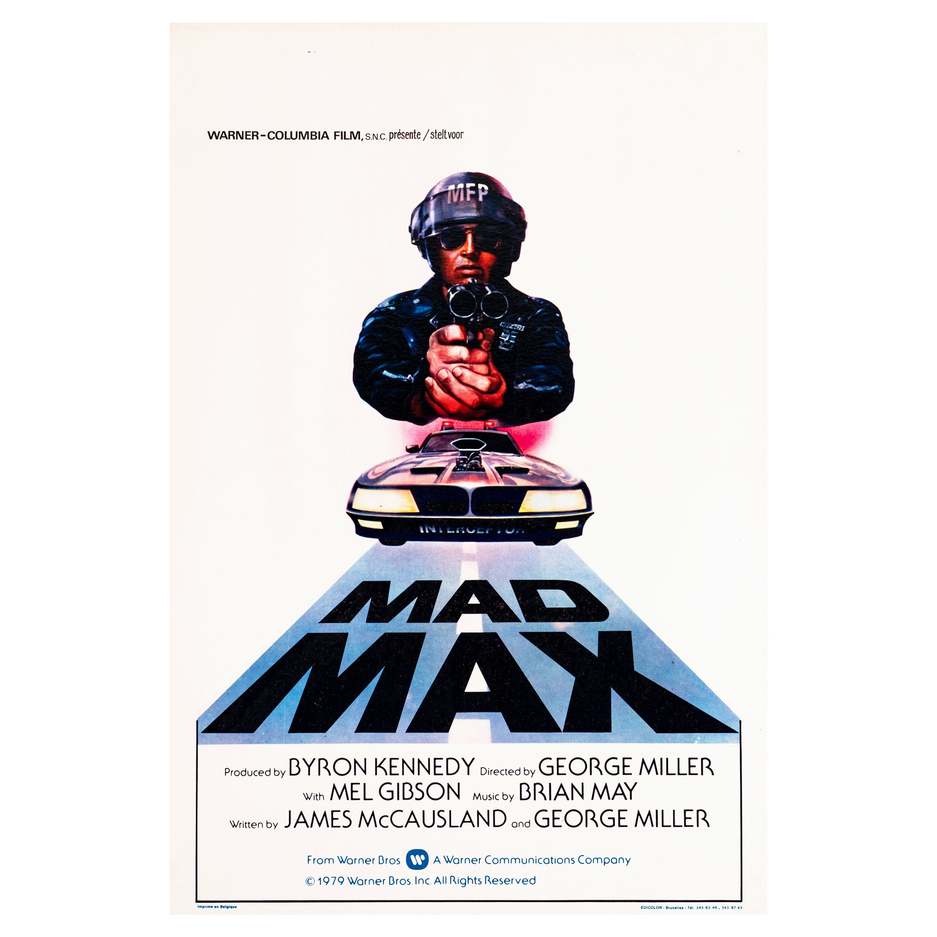 'Mad Max' Original Vintage Movie Poster by Tom Beauvais, Belgian, 1982 For Sale
