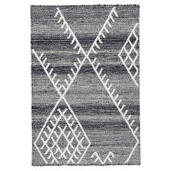 Tapis Kilim Apadana's Flatweave en laine gris foncé personnalisé