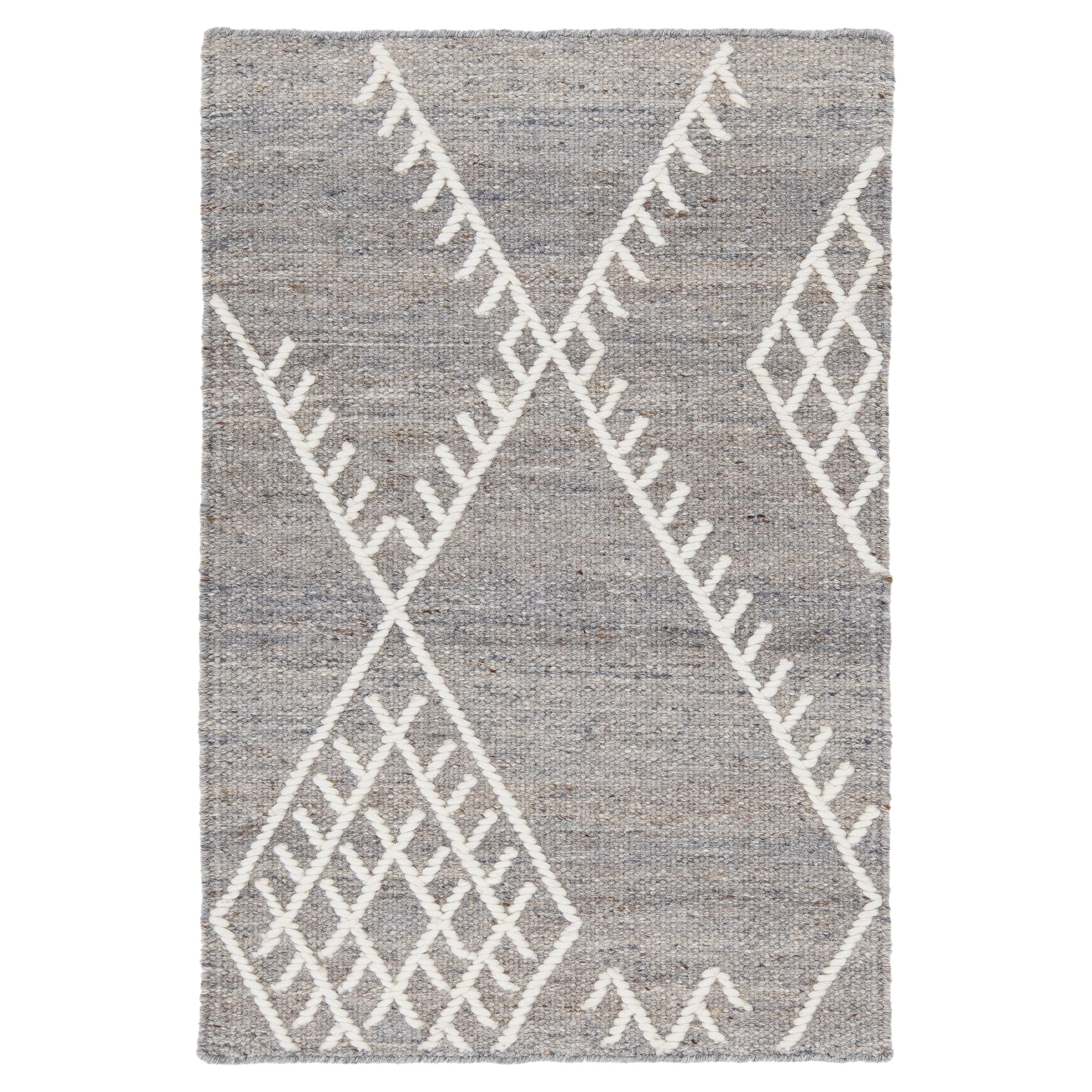 Apadana's Flatweave Kilim Gray Custom Wool Rug (tapis de laine gris sur mesure)