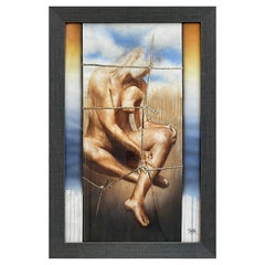 Hernán Sosa Nude Watercolor Painting on Paper Framed Under Glass