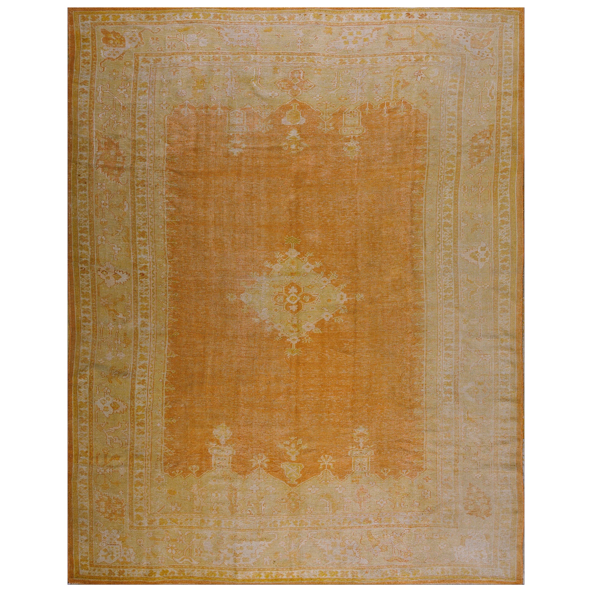 Late 19th Century Turkish Oushak Carpet ( 9' 9''x 12' 6'' - 297 x 381 cm )  For Sale