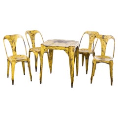 1950's Original Französischer Multipl's Tisch und Stuhl Set, Gelb