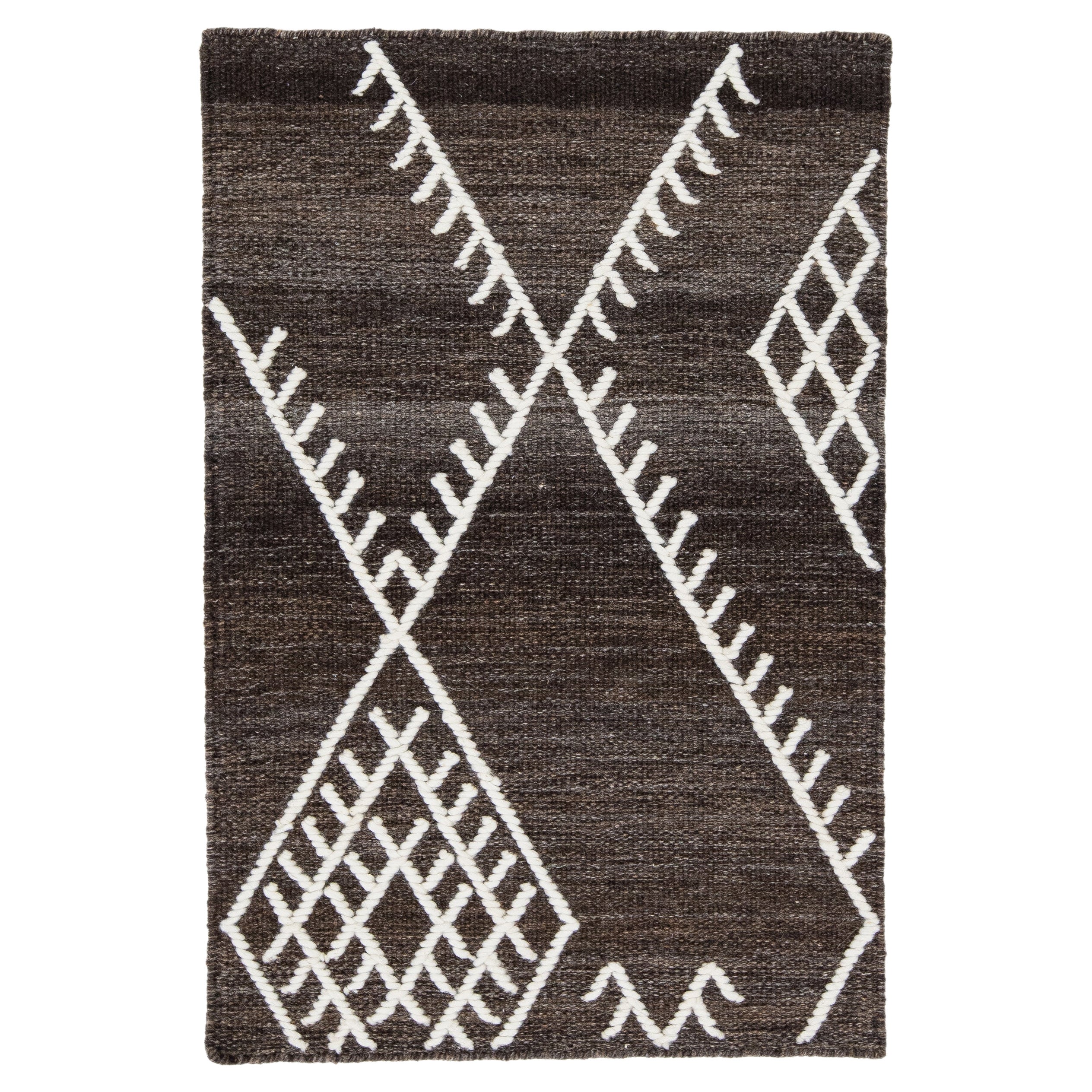 Apadana's Flatweave Kilim Brown Custom Wool Rug For Sale
