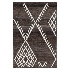 Apadana's Flatweave Kilim Brown Custom Wool Rug (tapis de laine)
