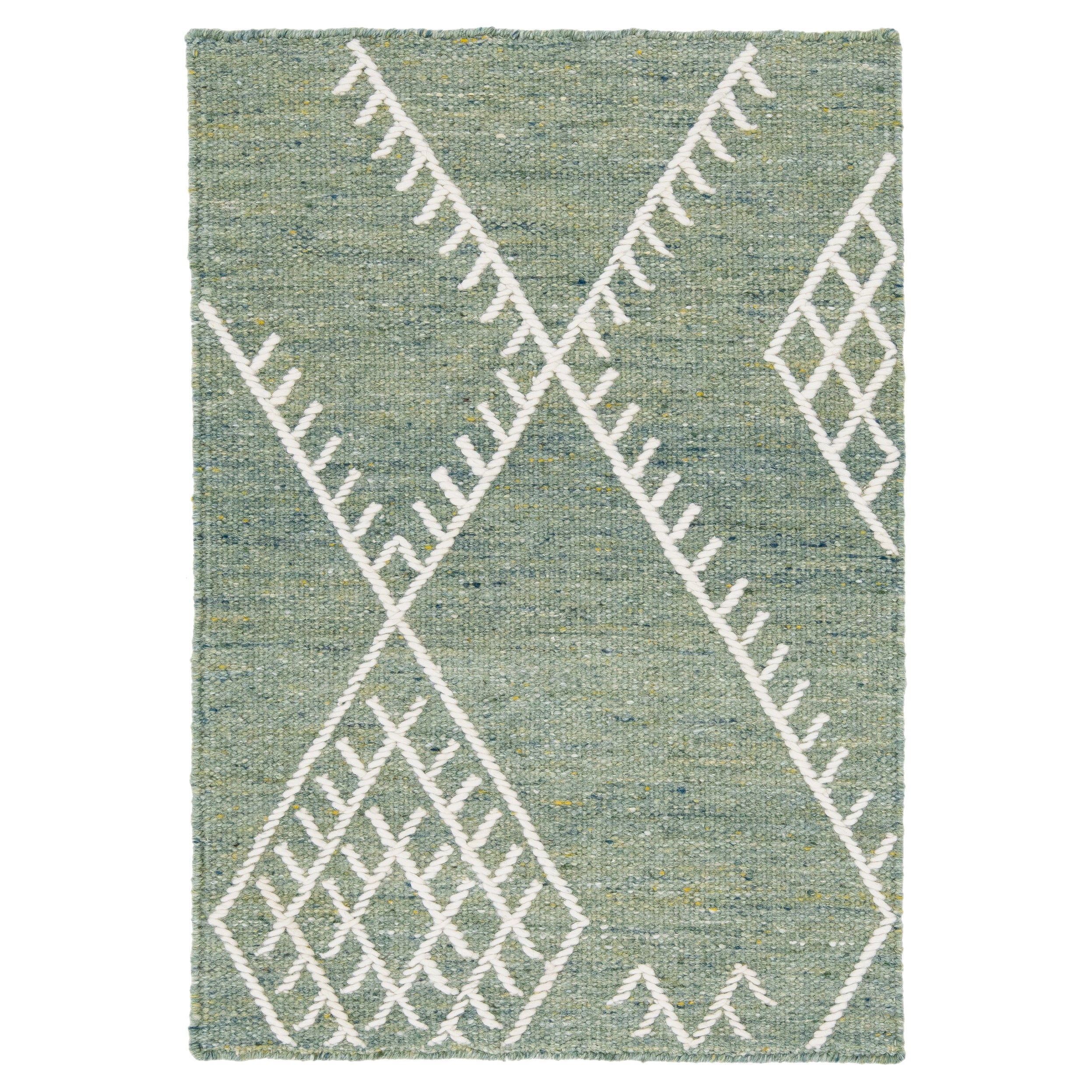  Apadana's Flatweave Kilim Green Custom Wool Rug For Sale