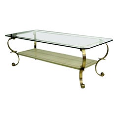 French Modern Neoclassical Lacquer & Glass 2 Tier Cocktail Table, .Maison Jansen