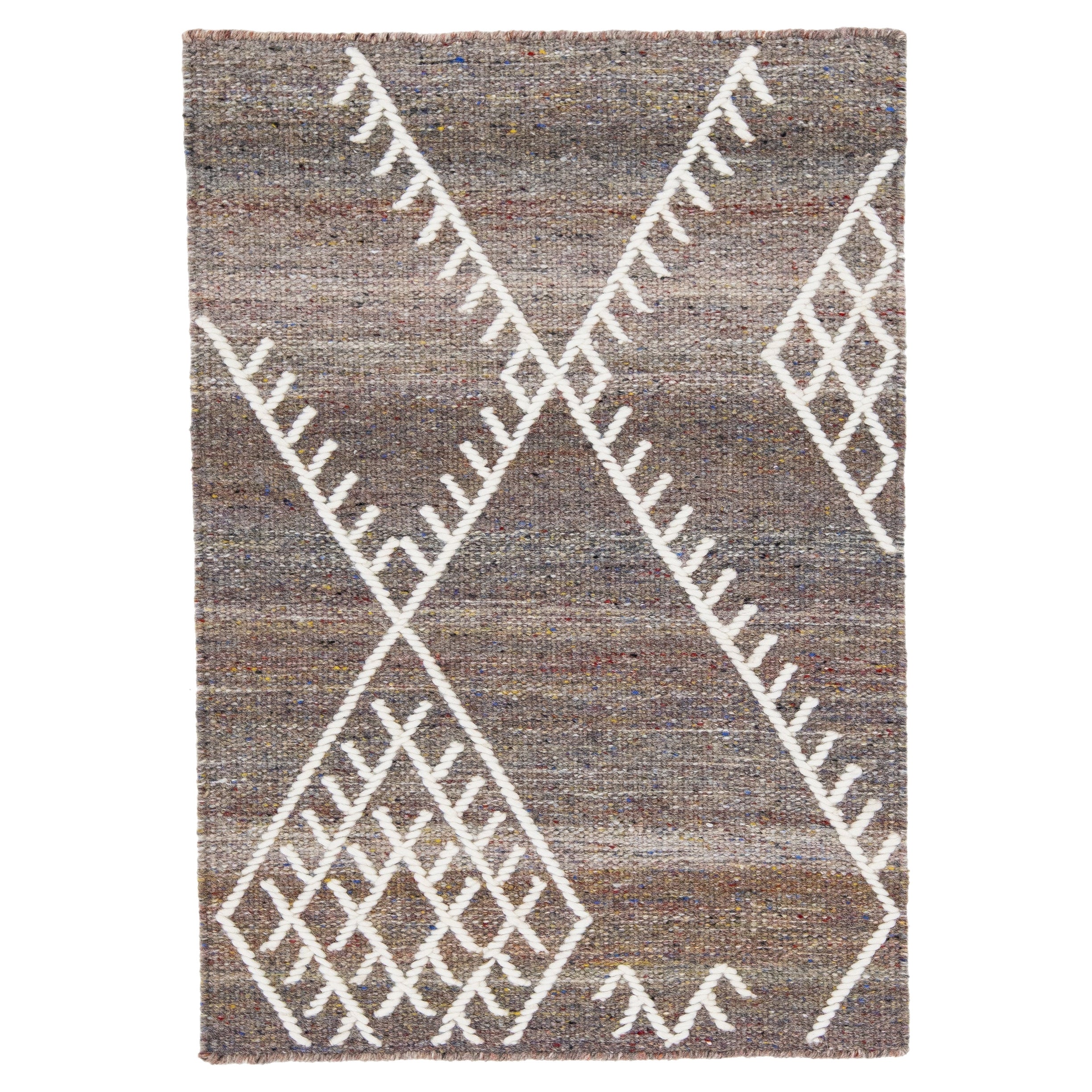  Apadana's Flatweave Kilim Custom Brown Wool Rug For Sale