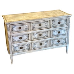 19th Century Italian Neo-Classical Painted 3 Drawer Commode