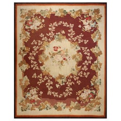 Grand tapis français ancien d'Aubusson tissé à la main Aubusson Napoléon III 1890