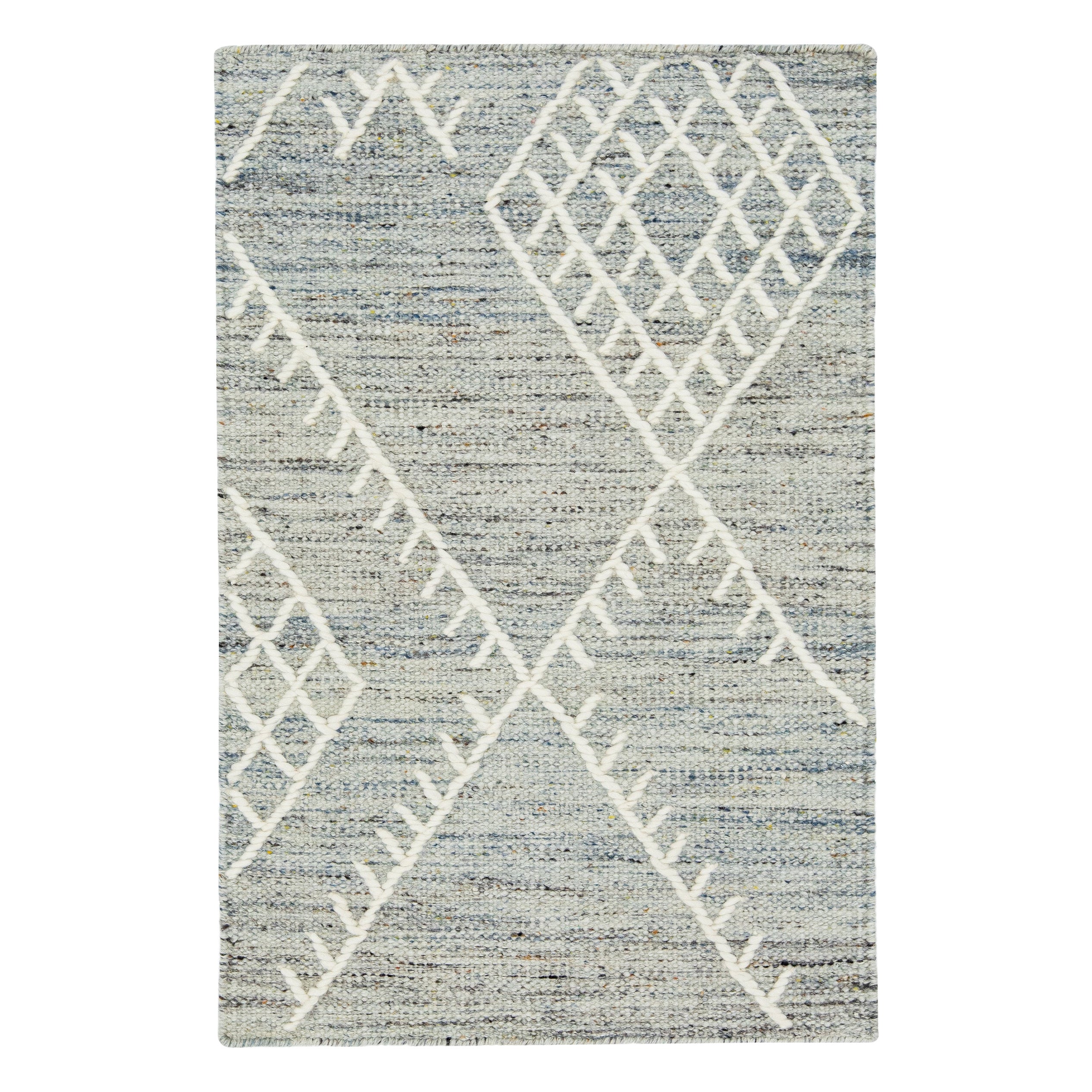  Apadana's Flatweave-Kelim-Teppich aus grauer Wolle