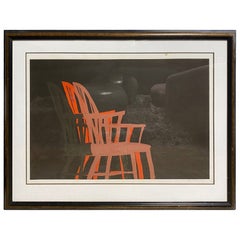 Retro Arnold Mesches Signed Chair Series Large Color Lithograph, 1969