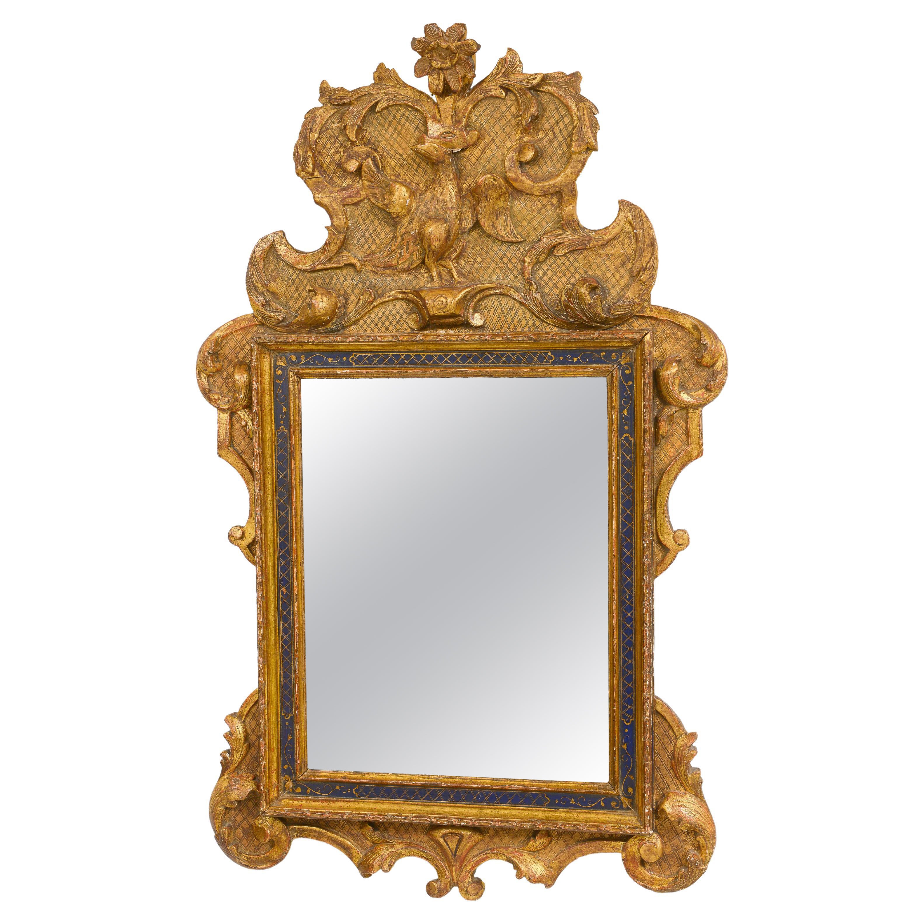 Antiker antiker französischer Spiegel im Regence-Stil im vergoldeten Stil