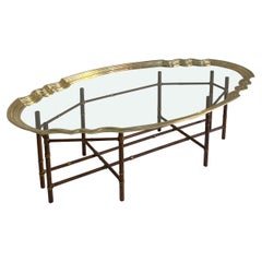 Hollywood Regency Brass and Glass Tray Coffee Table by Baker