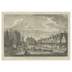 Impression ancienne de Makkum, ancien village frisois aux Pays-Bas, vers 1790