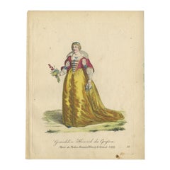 Rare Antique Print of Marie de' Medici, Queen of France and Navarra, 1805