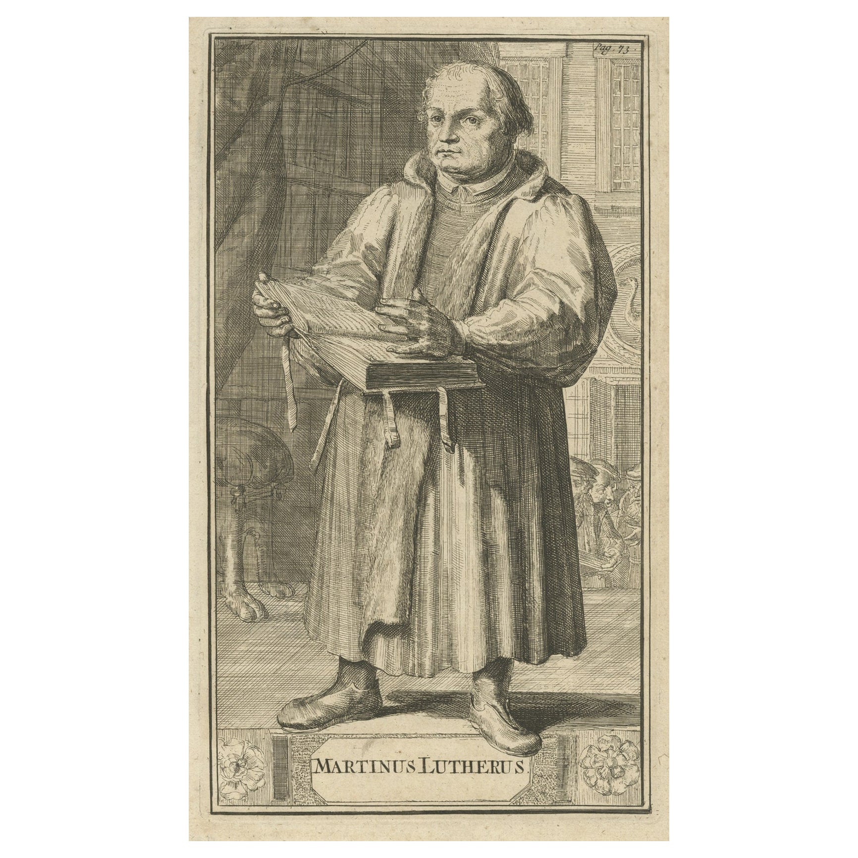 Antique Print of Martin Luther, 1701 For Sale