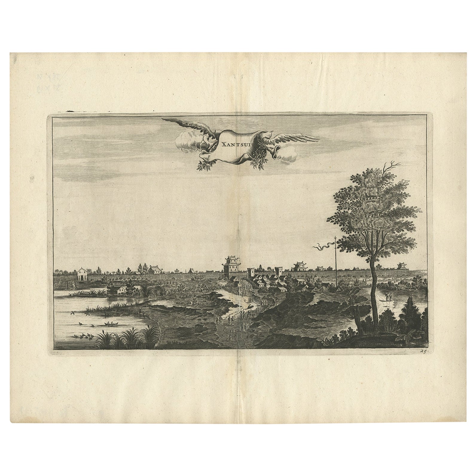 Antique Print of the City of Xantsui in China, 1668 For Sale