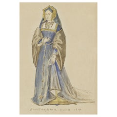 Antique Print of Mary Tudor, C.1860