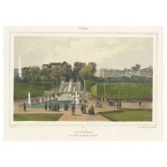 Antique Print of Parc de Saint-Cloud Near Paris, France, 1856