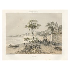 Old Print of Menton in Alpes-Maritimes in Provence-Alpes-Côte d'Azur, France