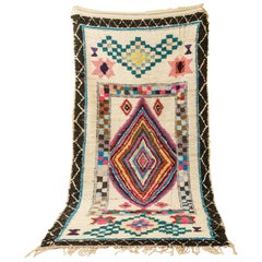 Retro Azilal Moroccan Berber Rug High Atlas Mountains colorful pattern