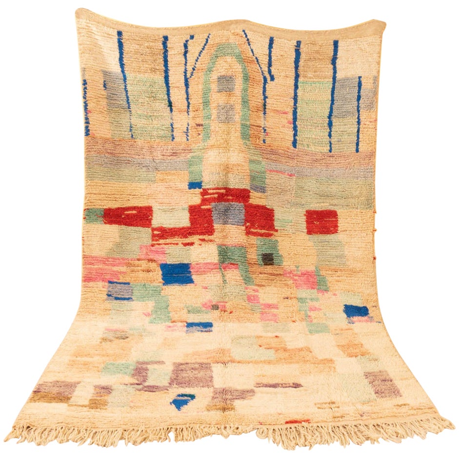Alfombra bereber marroquí contemporánea Boujad como un campo de verano de Paul Klee en venta