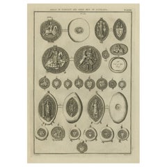 Impression ancienne de sceaux de la noblesse et d'importants hommes d'Écosse, 1792