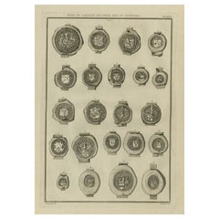 Stampa antica di sigilli di nobili e uomini importanti della Scozia, 1792