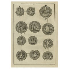 Rare estampe ancienne de sceaux de Royal Boroughs en Écosse, 1792