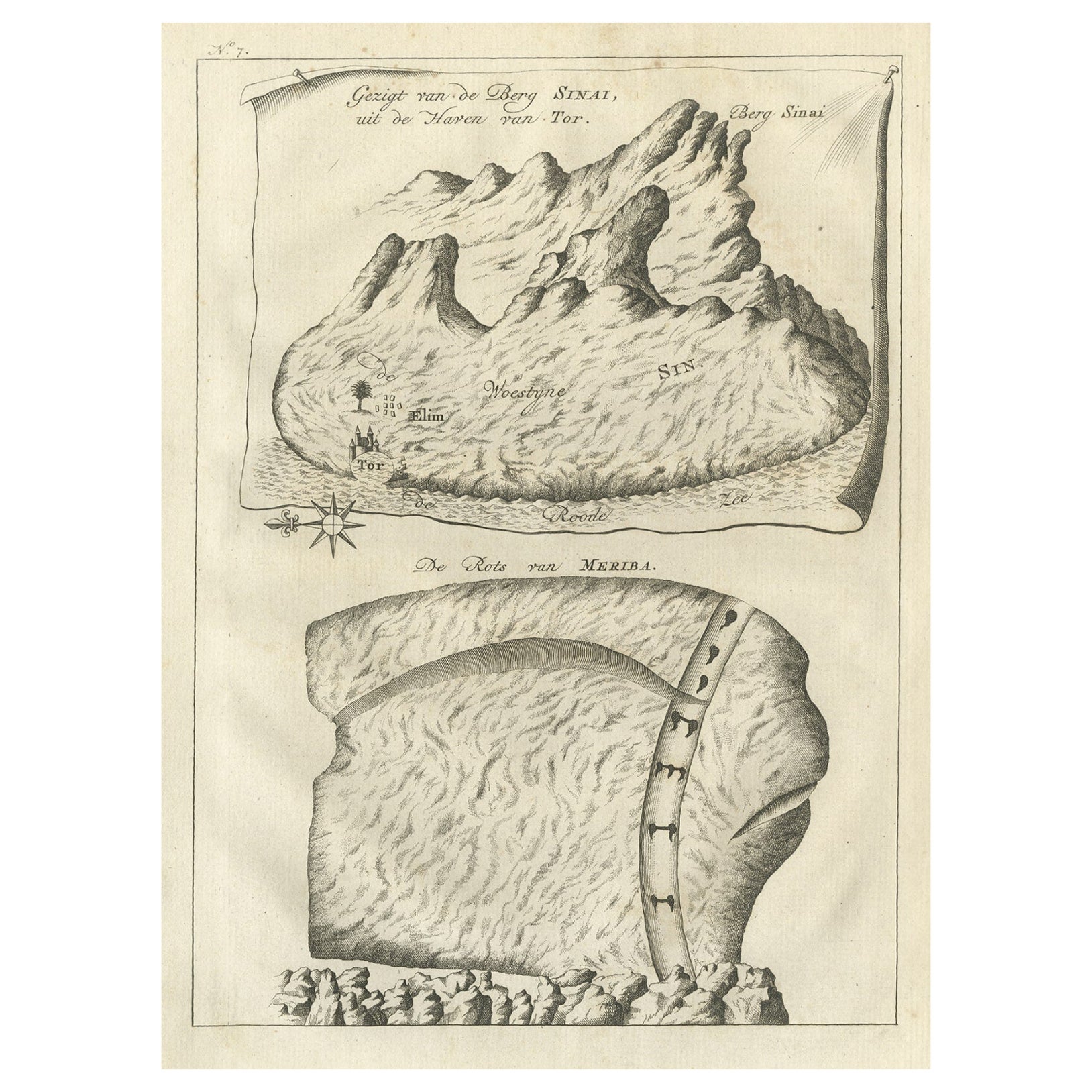 Antique Print of Mount Sinai in Egypt, 1773 For Sale