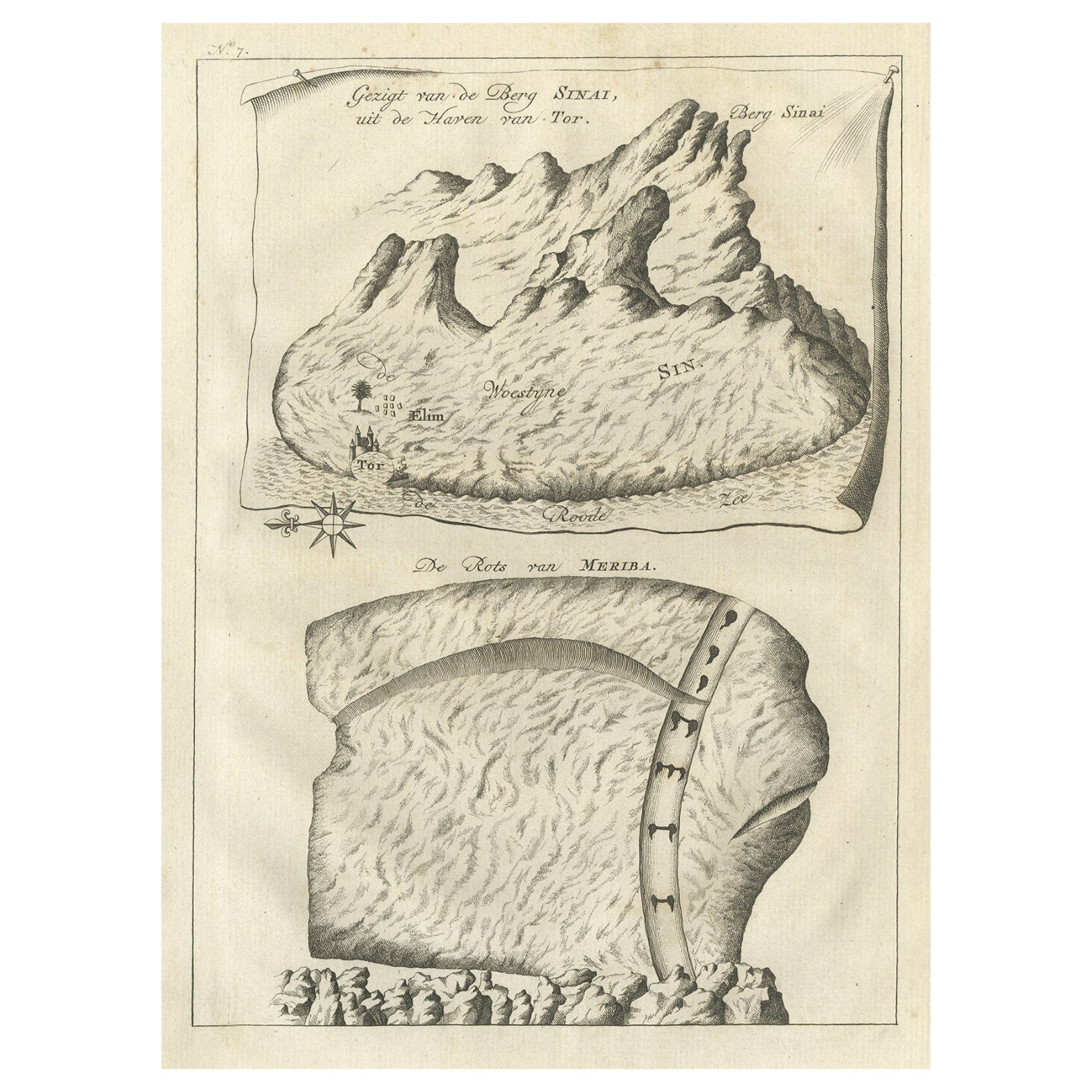 Antique Print of Mount Sinai in Egypt, 1773