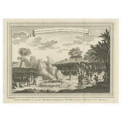 Antique Print of Punishment Woman Being Burned to Death in Ouidah, Africa, 1748