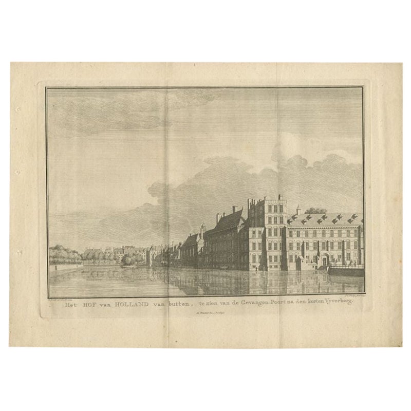 Antique Print of the Buitenhof, Dutch Government, the Hague, the Netherlands For Sale