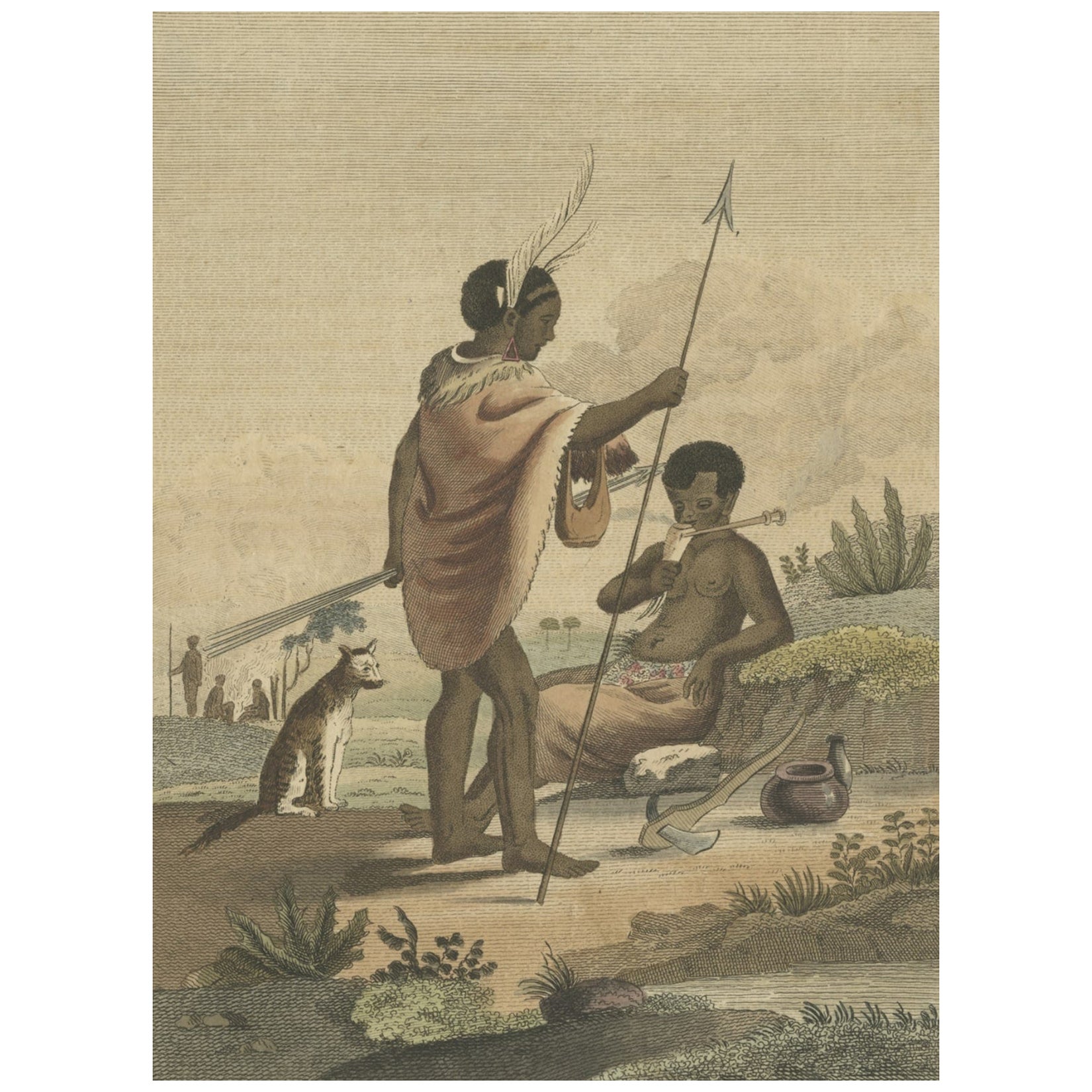 Antique Print of Natives from Africa, 1807