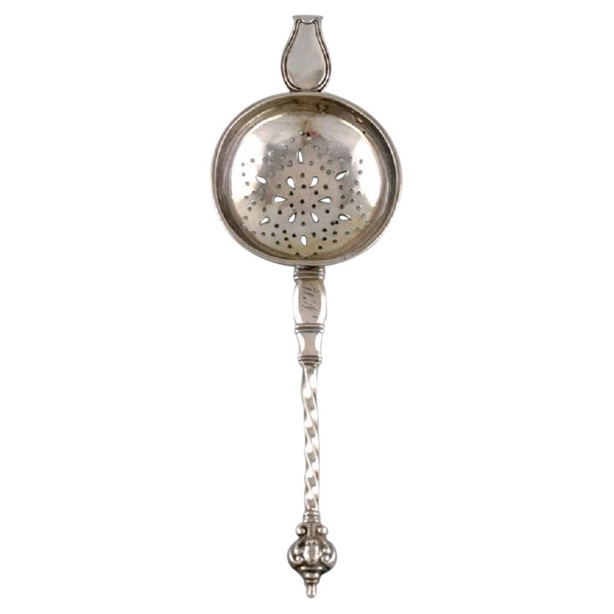 Danish silversmith. Antique silver tea strainer. Dated 1864 For Sale