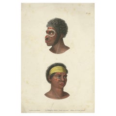 Impression ancienne des autochtones d'Australie, vers 1840