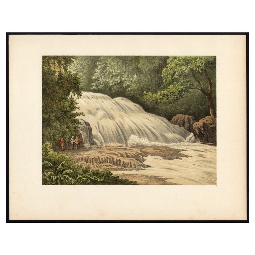 Antique Print of the Bantimurung Waterfall in Indonesia For Sale