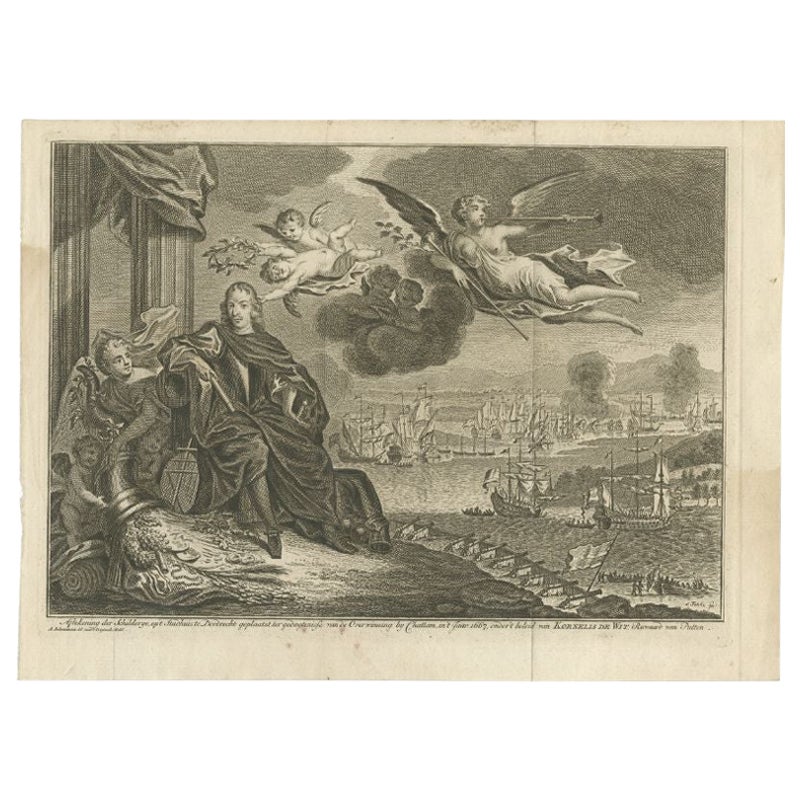 Antique Print of the Battle of Chattam, c.1790 For Sale