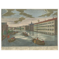 Impression ancienne du "Binnen Amstel" à Amsterdam par Probst, vers 1760